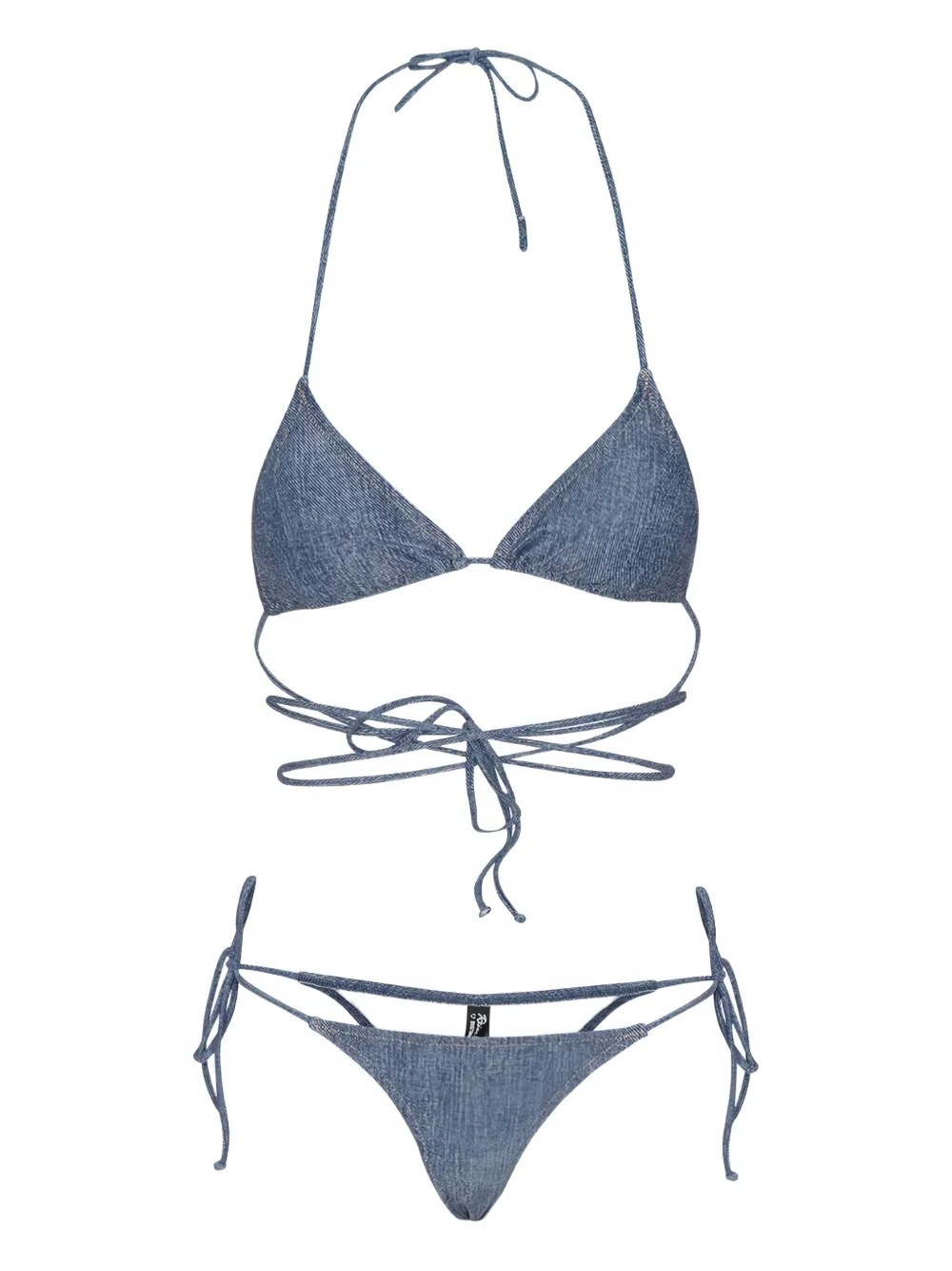 Rotate Birger Christensen Denim-print Bikini In Blue