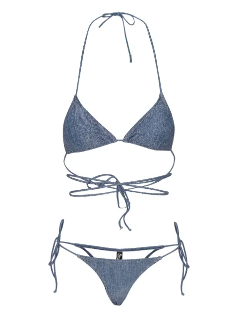 ROTATE BIRGER CHRISTENSEN denim-print bikini