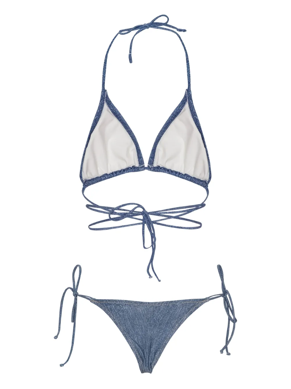 Rotate Birger Christensen Denim-print Bikini In Blue