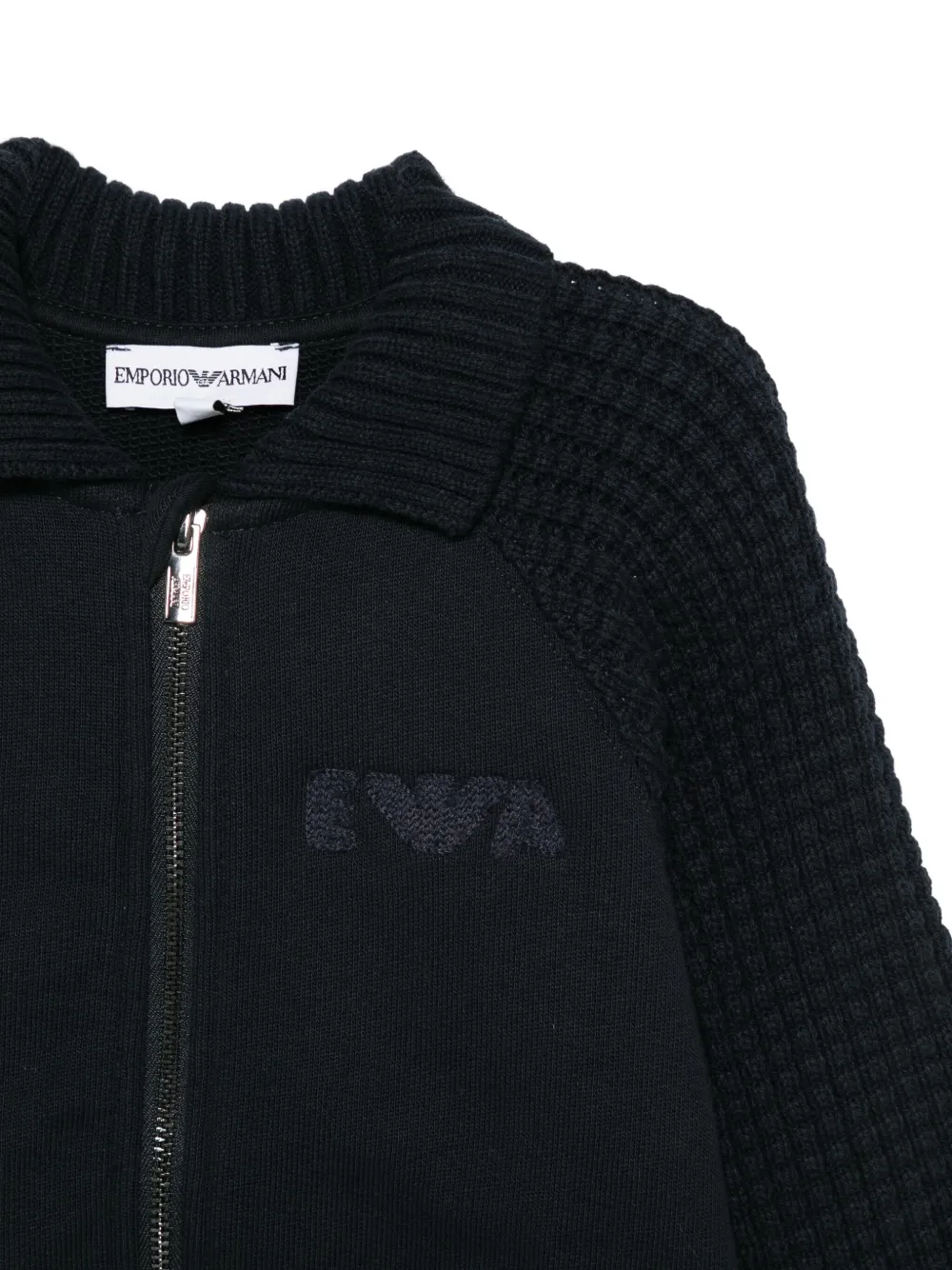 Emporio Armani Kids Sweater met logo en textuur Blauw