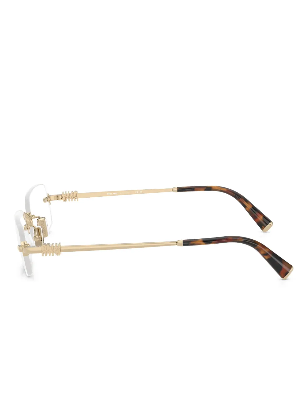 Miu Eyewear Bril met rechthoekig montuur Goud