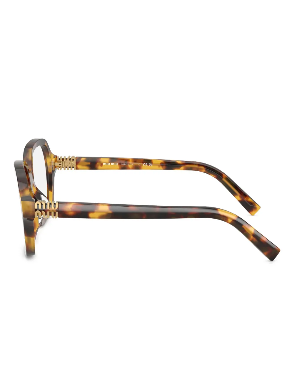 Miu Eyewear Bril met vierkant montuur en schildpadschild design Bruin
