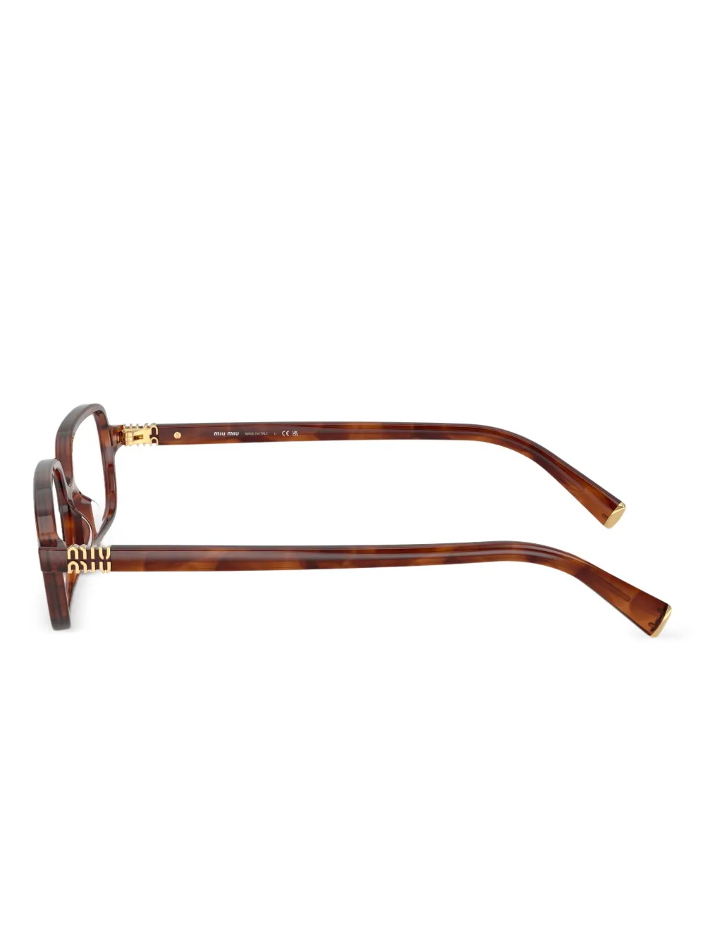 Miu Eyewear Bril met rechthoekig montuur en schildpadschild design Bruin