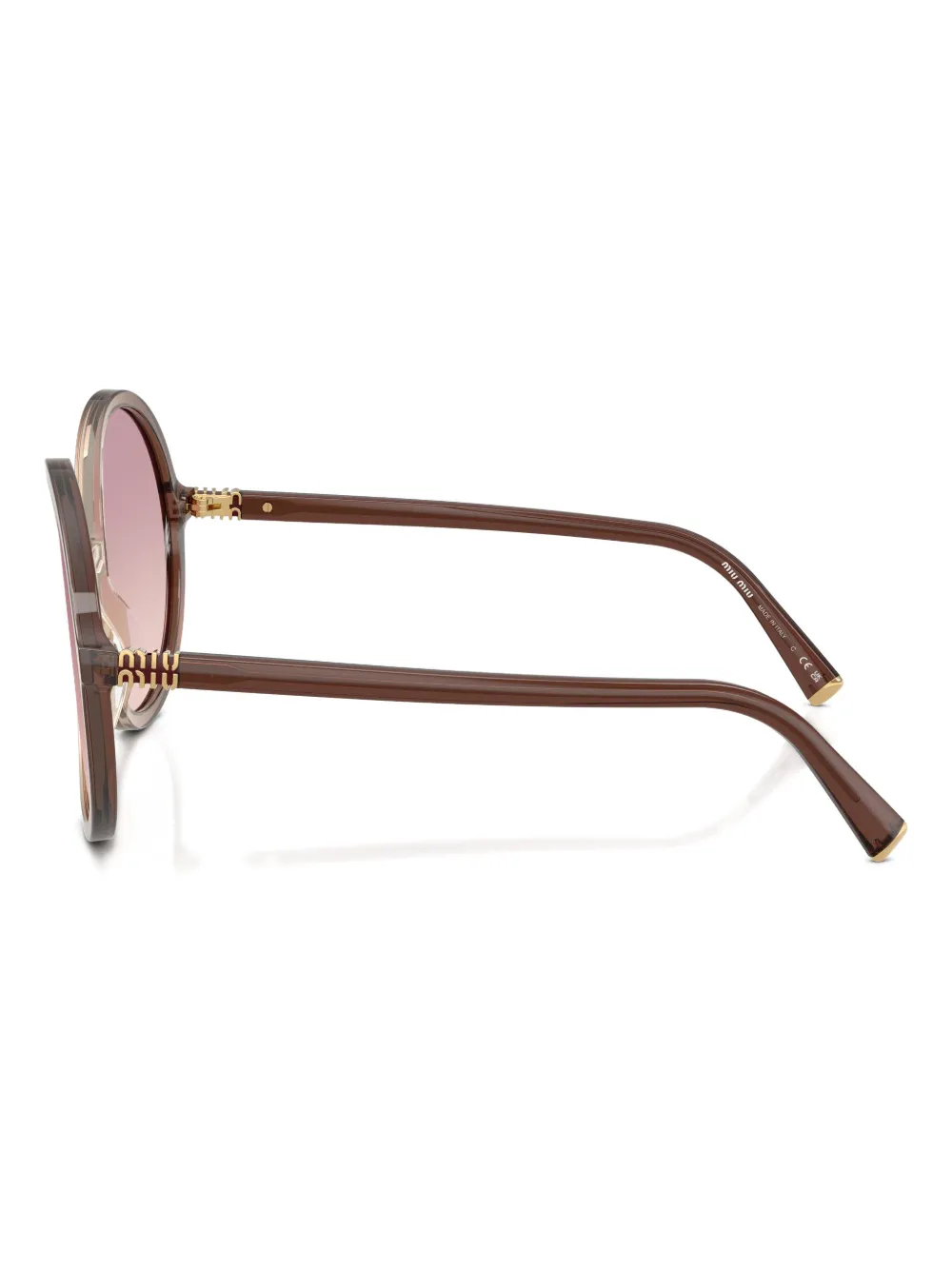Miu Miu Round-frame Sunglasses In Gold
