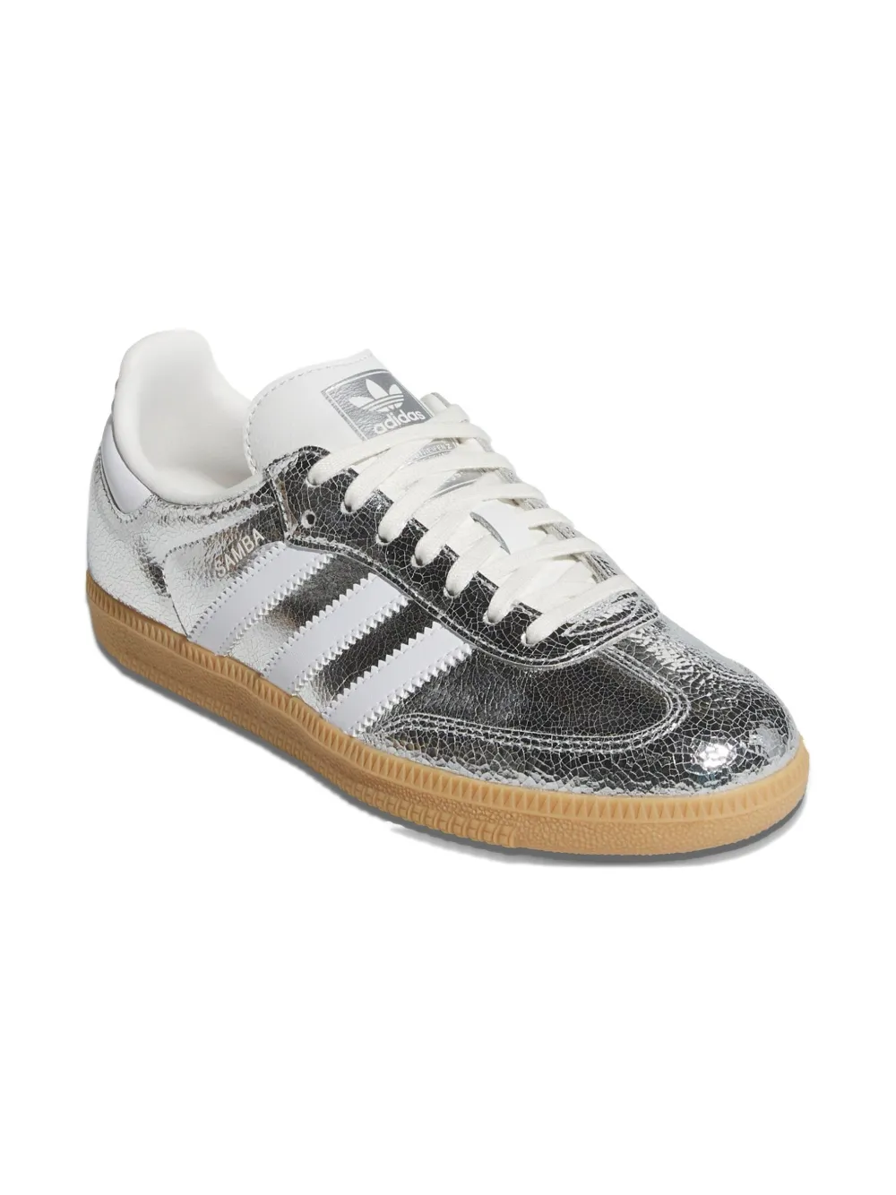 Adidas Kids Samba OG cracked-leather sneakers Zilver