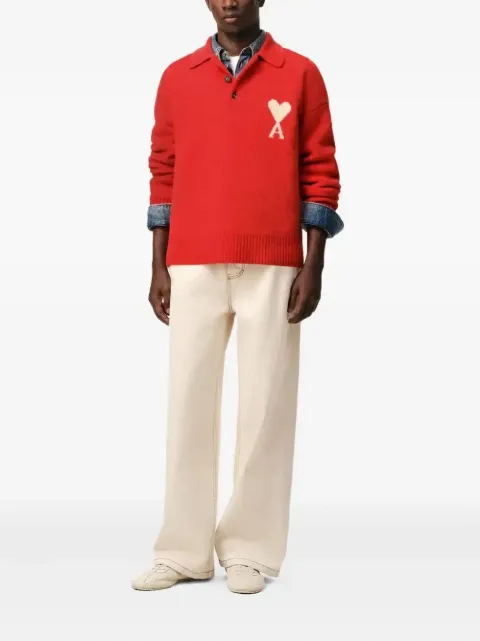 AMI Paris Holiday Capsule intarsia polo sweater