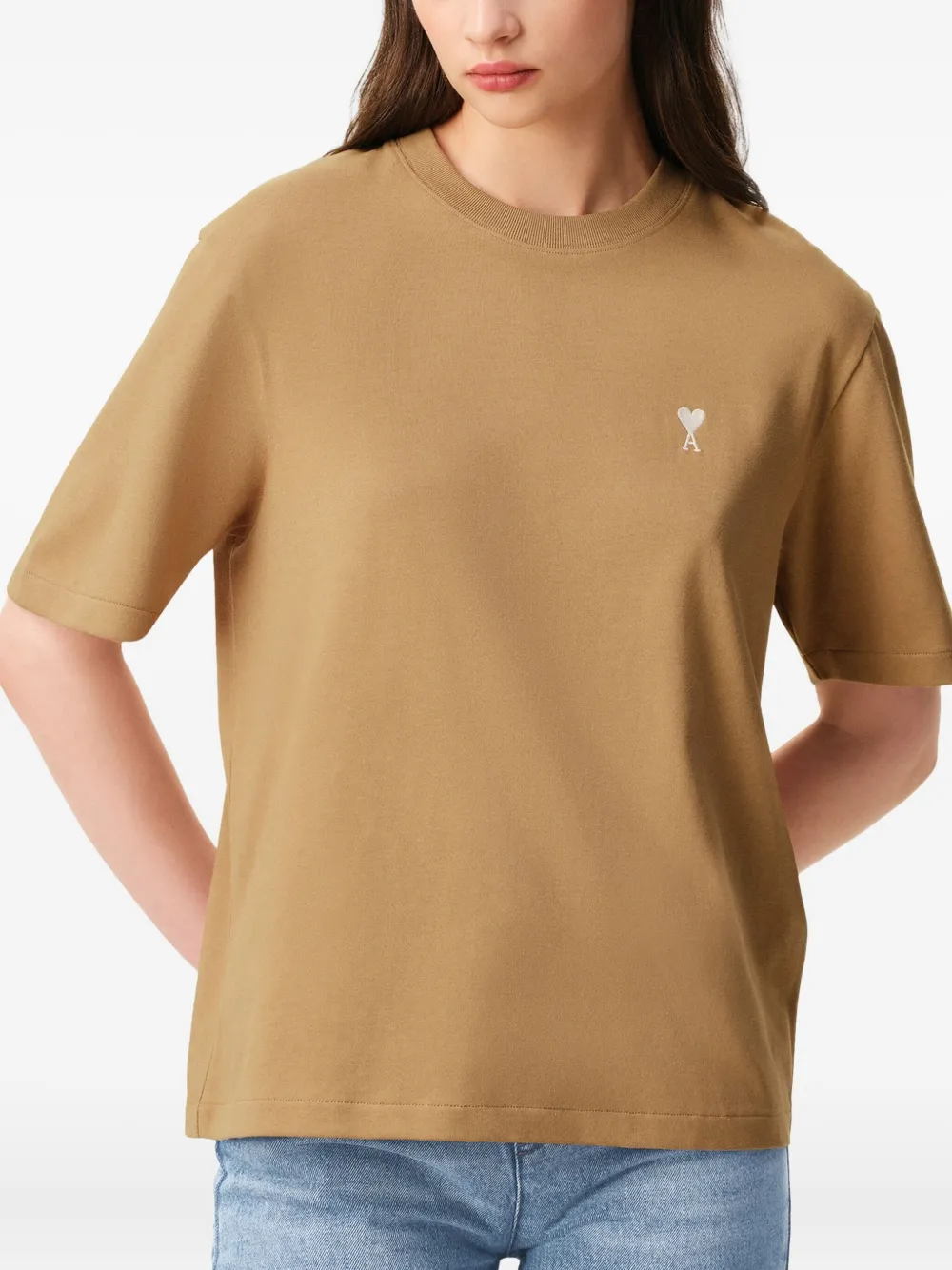 Ami Alexandre Mattiussi Ami De Coeur Cotton T-shirt In Brown