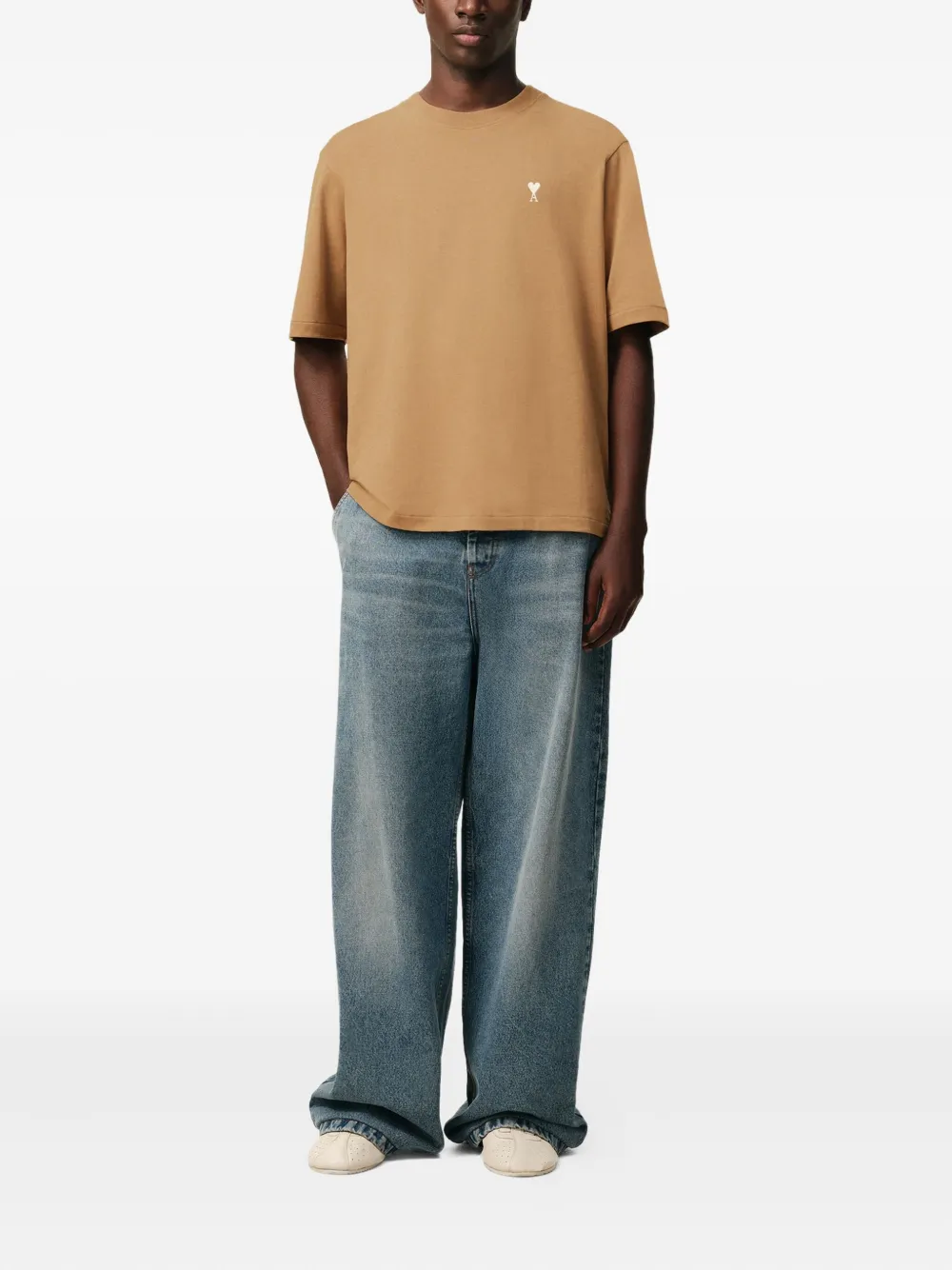 Ami Alexandre Mattiussi Ami De Coeur Cotton T-shirt In Brown