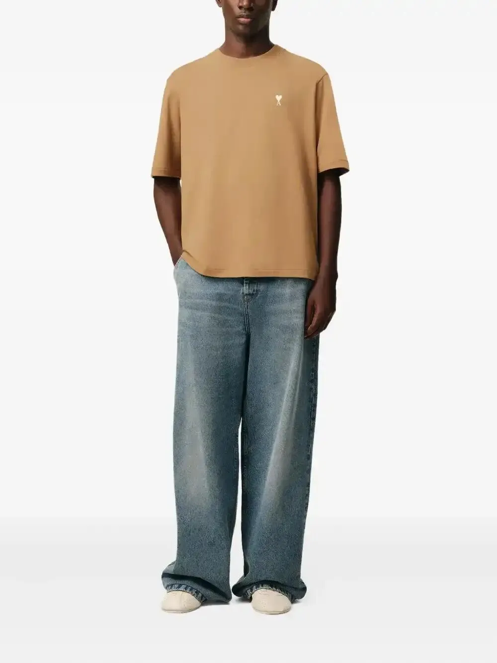 AMI Paris Camicia Ami de Coeur in cotone - Marrone