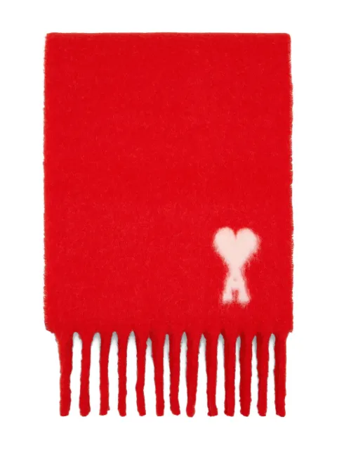 AMI Paris Ami de Coeur fringed scarf