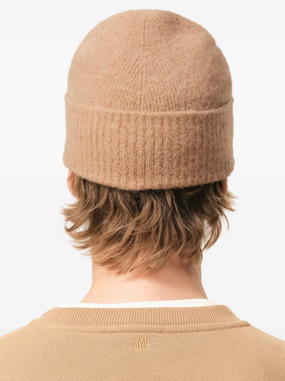 AMI Paris Ami de Coeur gebreide muts Beige