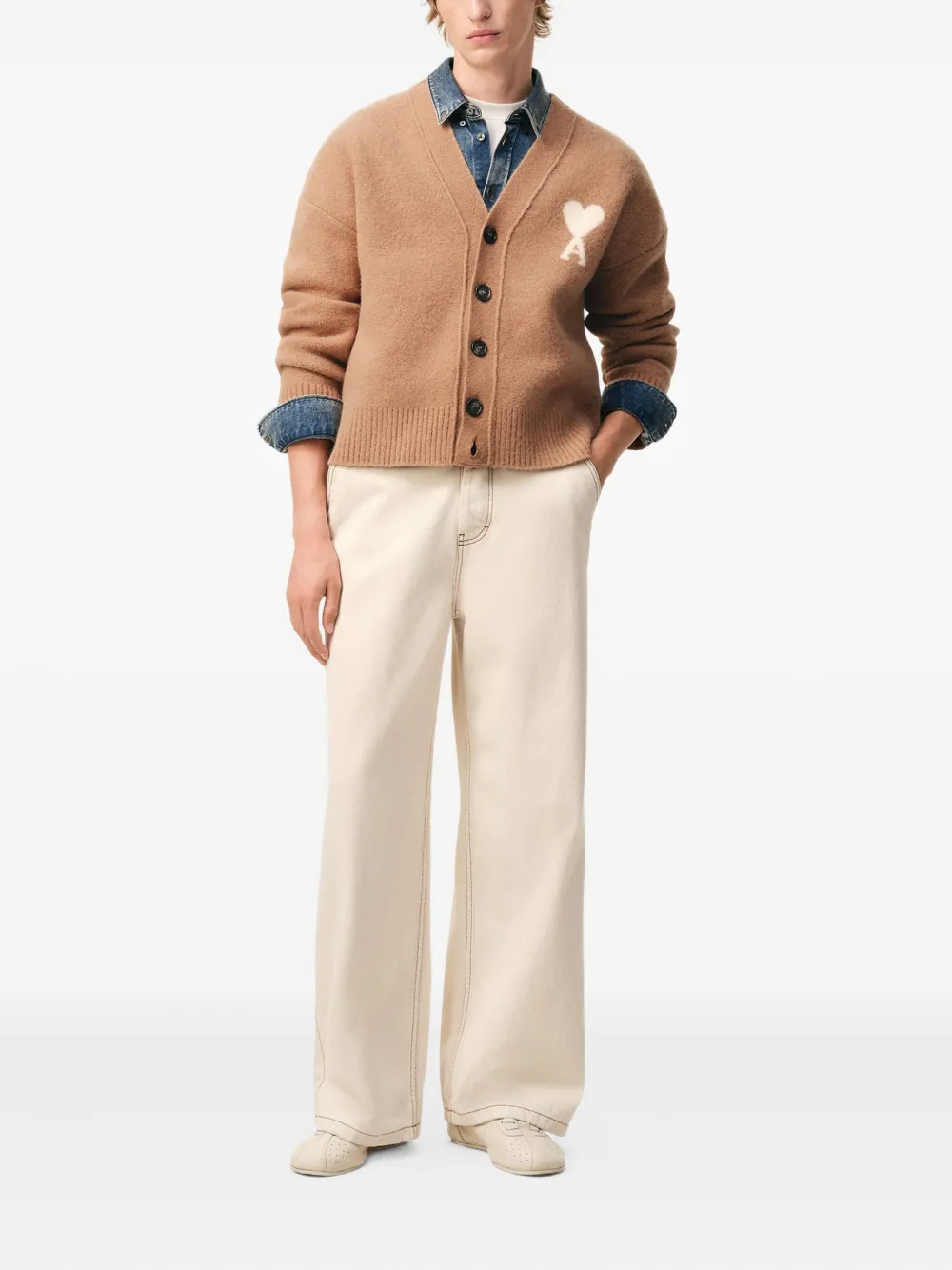 Ami Alexandre Mattiussi Brown Alpaca Ami De Coeur Cardigan Brown In Nude