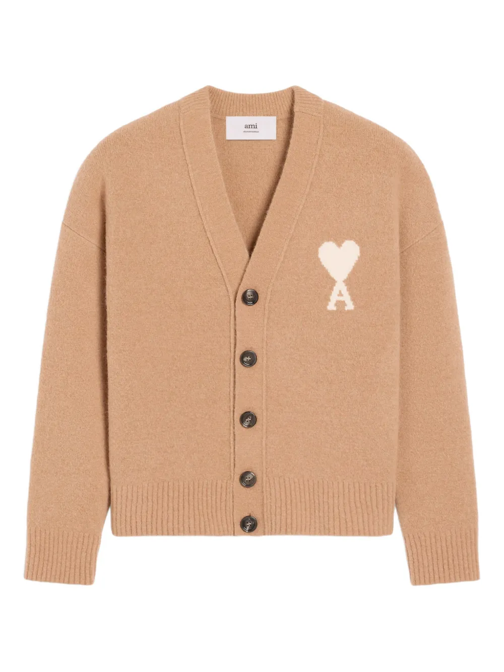 Ami Alexandre Mattiussi Brown Alpaca Ami De Coeur Cardigan Brown In Nude