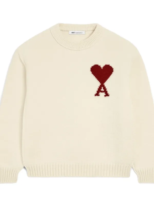 AMI Paris Holiday Capsule Intarsia Sweater | White | FARFETCH