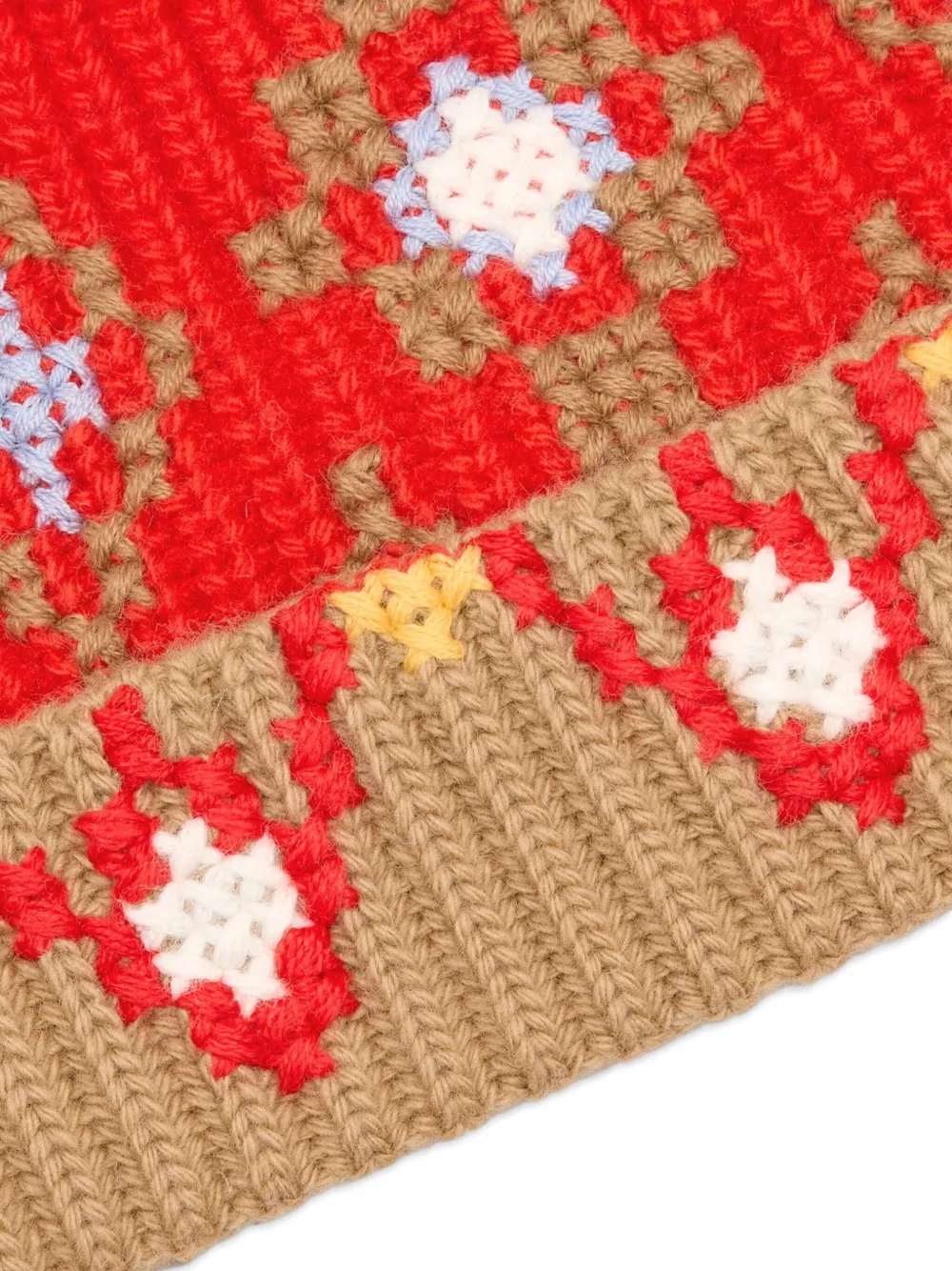 Ami Alexandre Mattiussi Cross-stitch Pompom Beanie In Brown