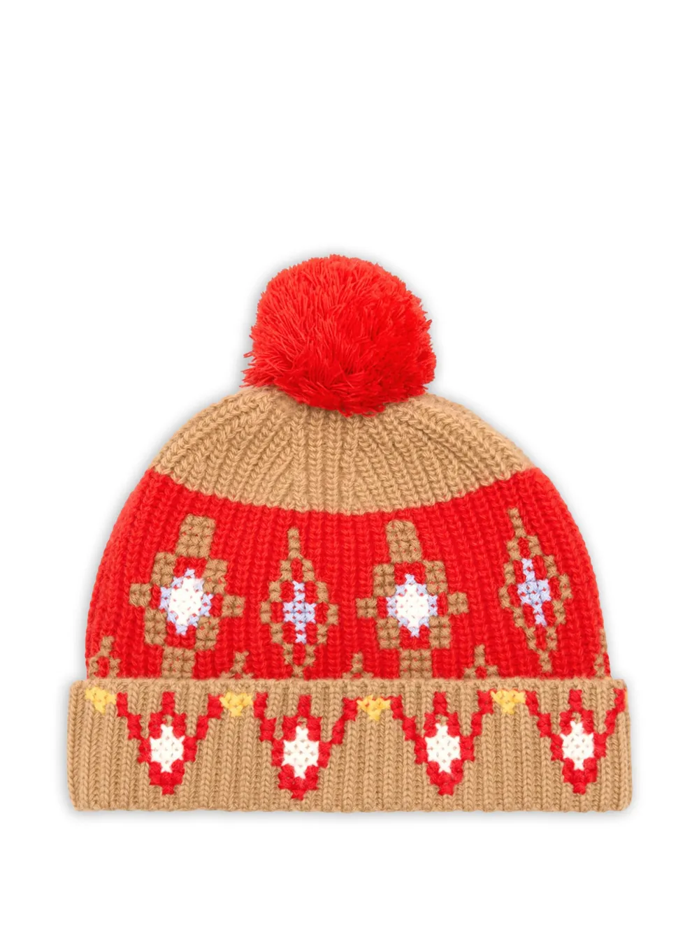 AMI Paris cross-stitch pompom beanie | Red | Image 1