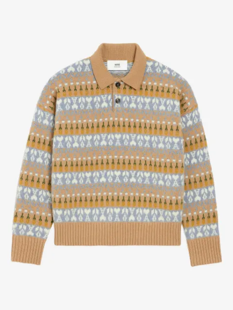 AMI Paris polo Holiday Capsule en maille Fair Isle