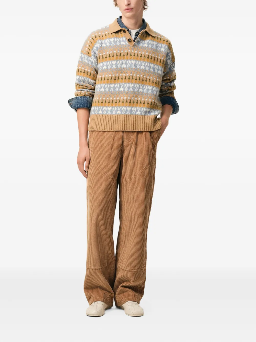 AMI Paris fair isle-knit polo sweater | Polo Tops | Image 2