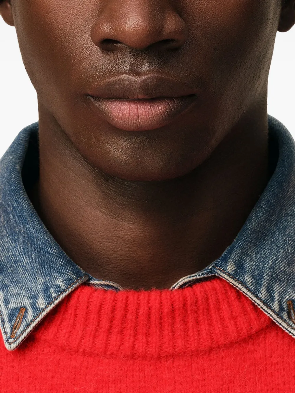 AMI Paris Wollen muts met pompon en stiksel Beige