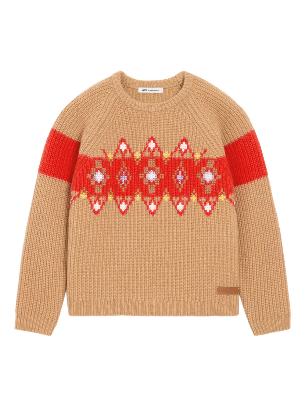 AMI Paris cross-stitch wool sweater | Neutrals | Image 1