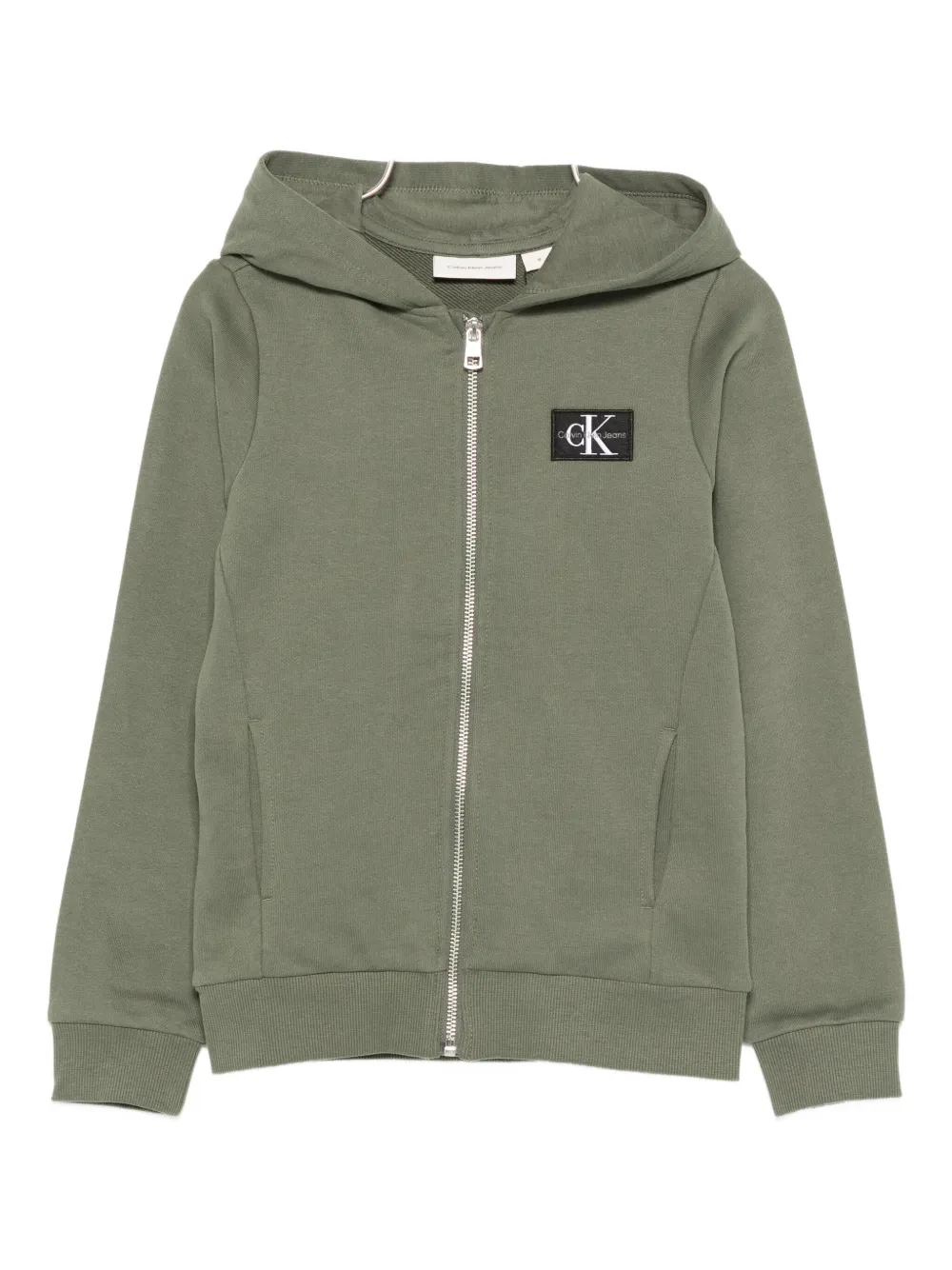 Calvin Klein Logo-patch Hoodie In Green