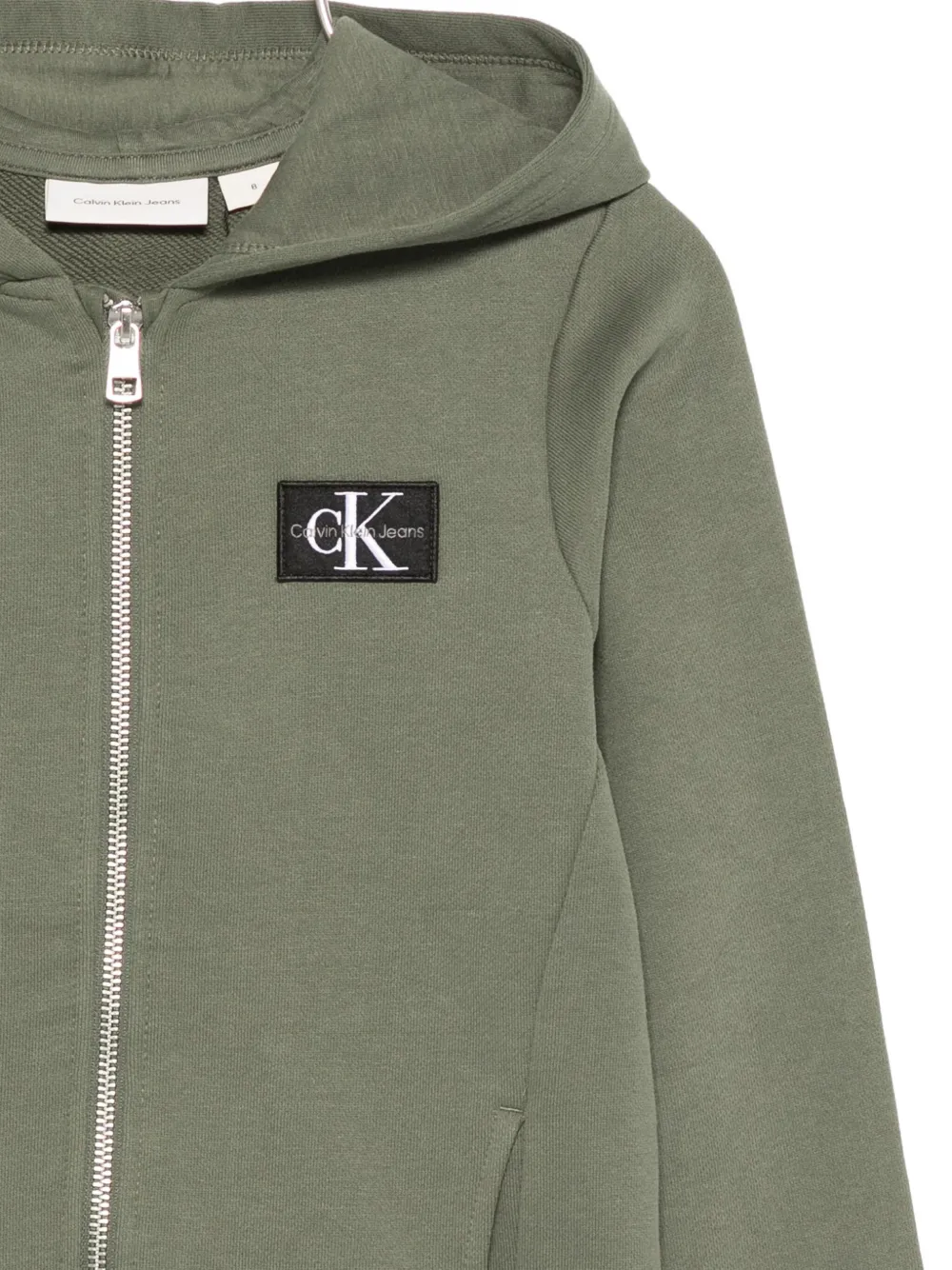 Calvin Klein Logo-patch Hoodie In Green