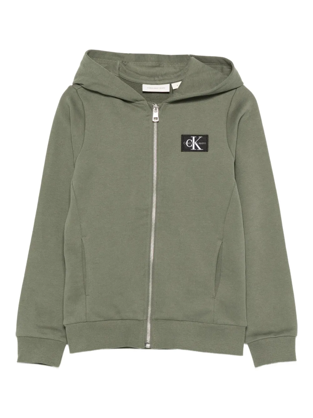 Calvin Klein Kids logo-patch hoodie - Verde