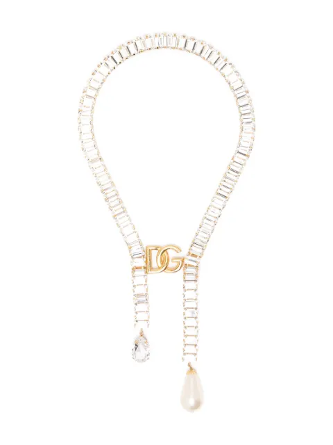 Dolce & Gabbana Pre-Owned rhinestone-embellished logo necklace