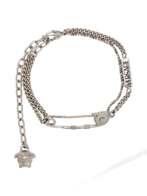 Versace Pre-Owned logo-engraved safety-pin bracelet