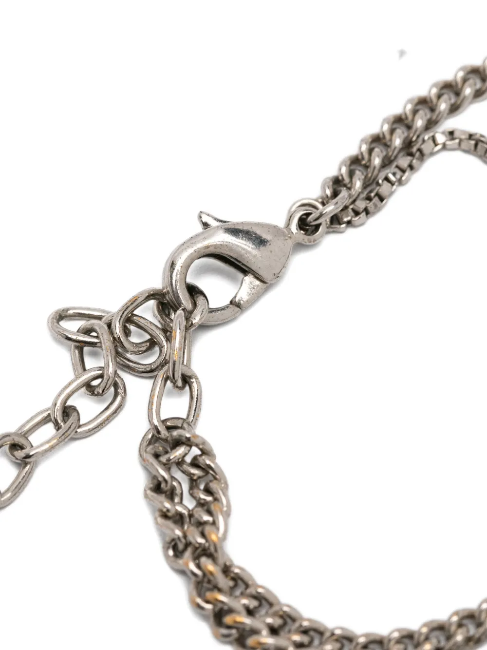 Pre-owned Versace Logo-engraved Safety-pin Bracelet In Silver