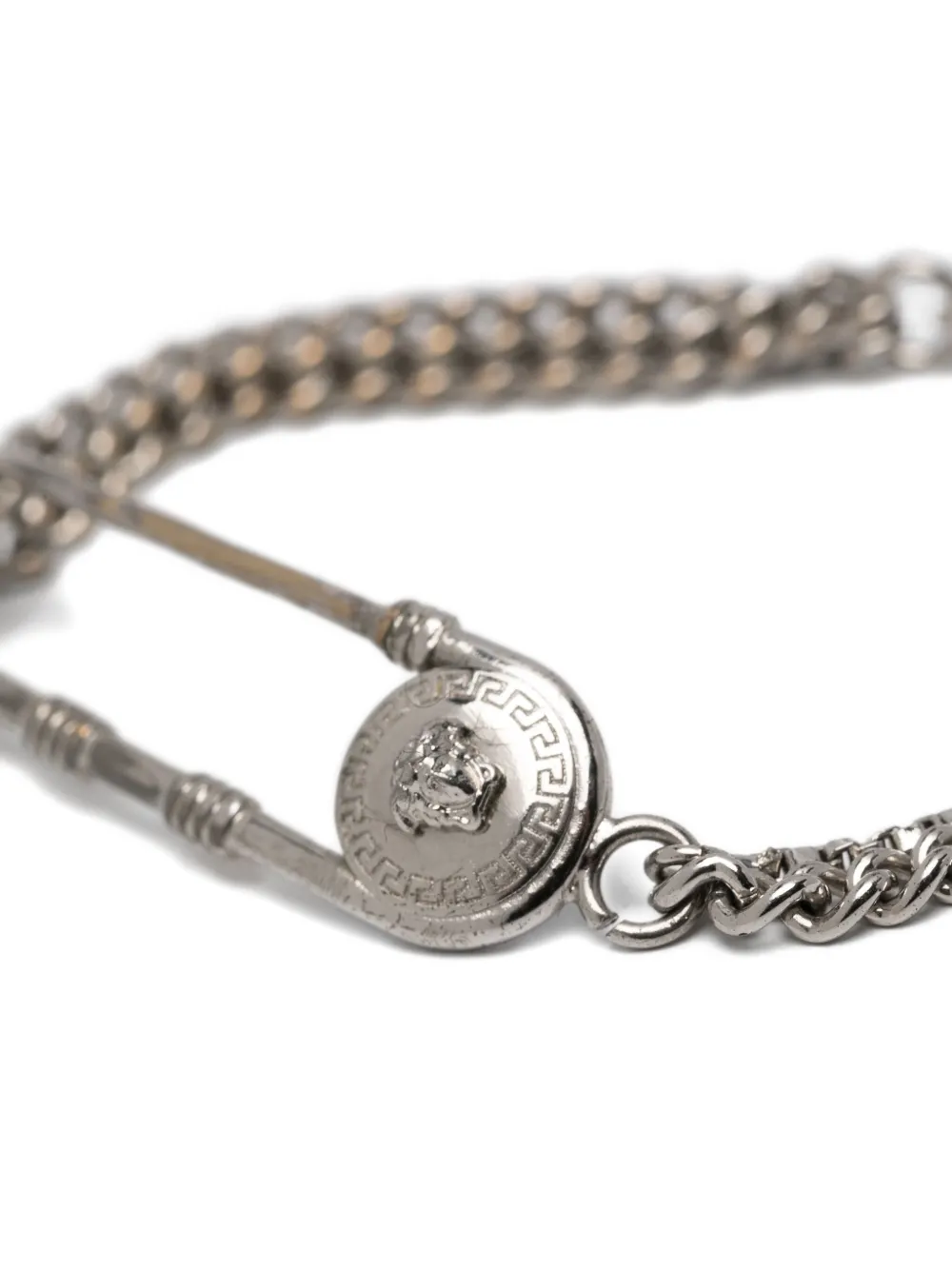 Versace Pre-Owned logo-engraved safety-pin bracelet | Men | Image 2