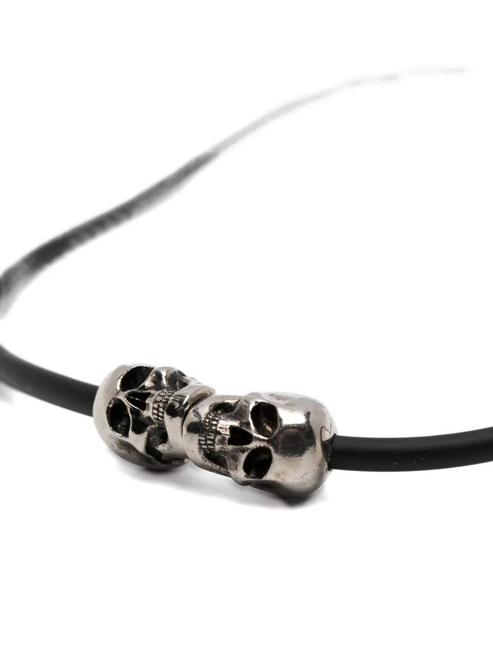 Pre-owned Alexander Mcqueen Skull Double-layered Bracelet In Silver