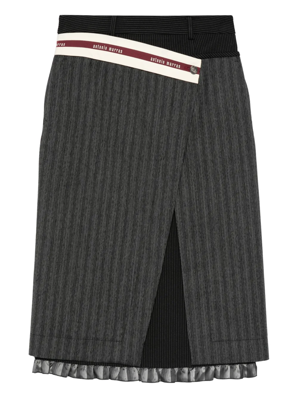 Antonio Marras Pinstripe Ruffled Midi Skirt In Black