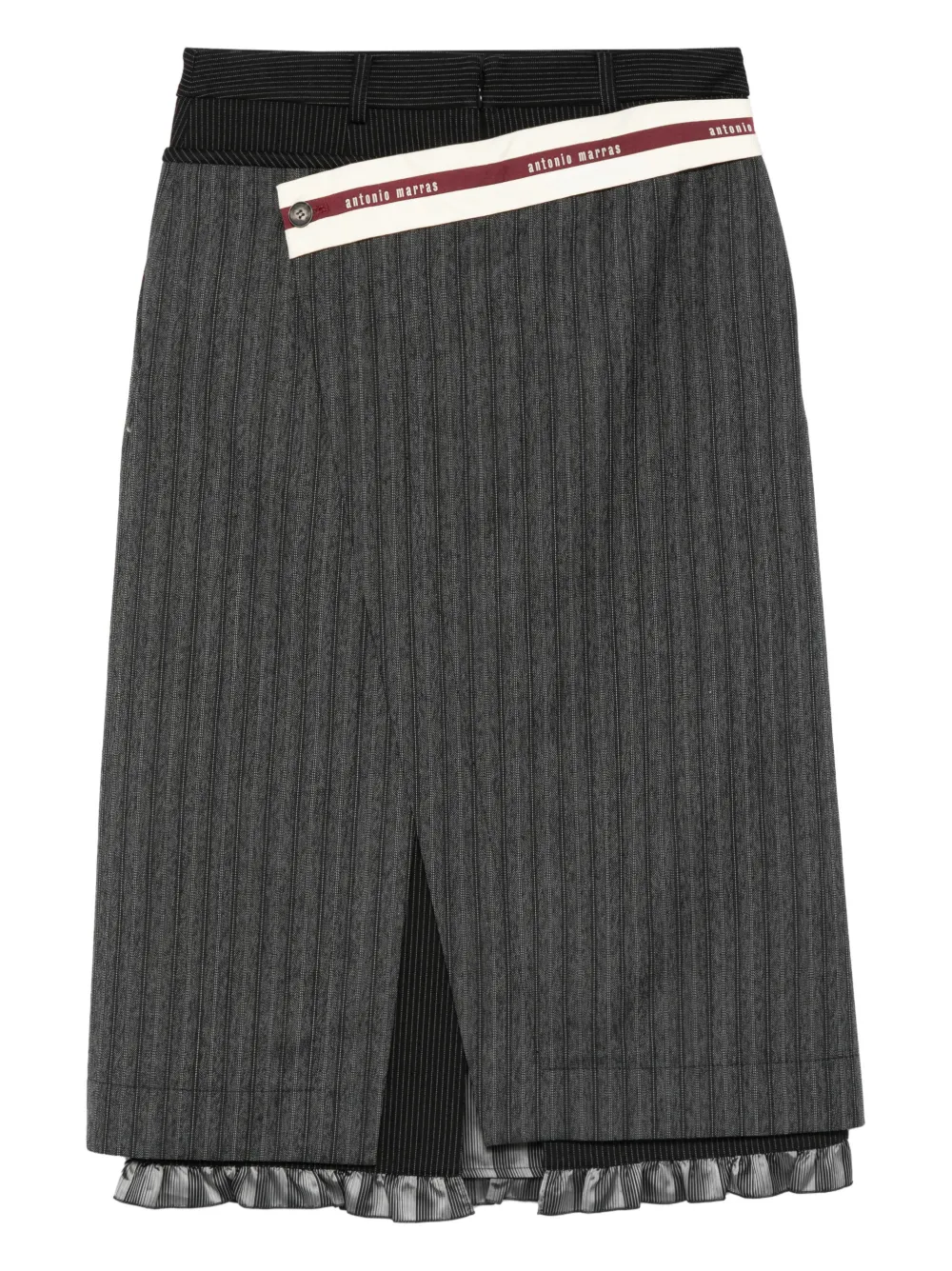 Antonio Marras pinstripe ruffled midi skirt - Zwart