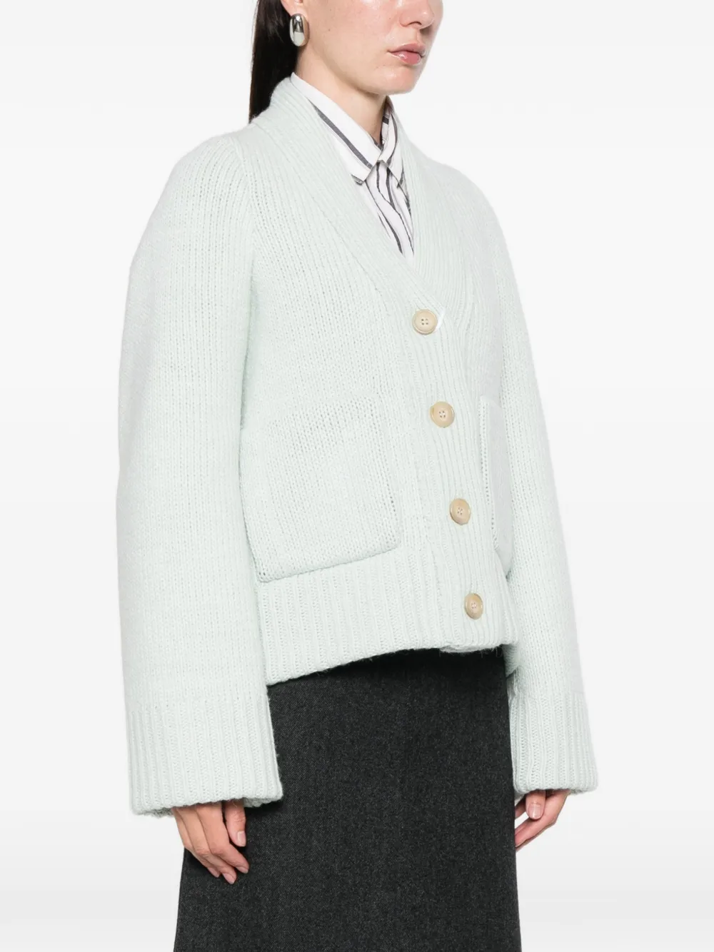 N°21 Pocket Button Cardigan In Green