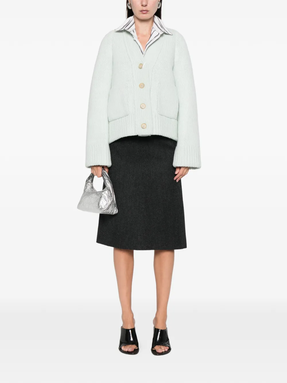 N°21 Pocket Button Cardigan In Green