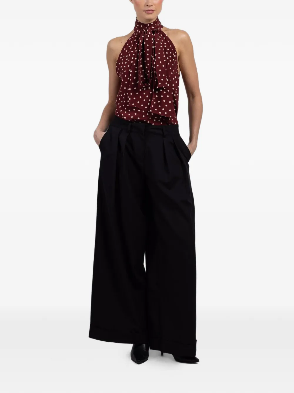 Fran&ccedil;oise Mila pleated palazzo pants - Zwart