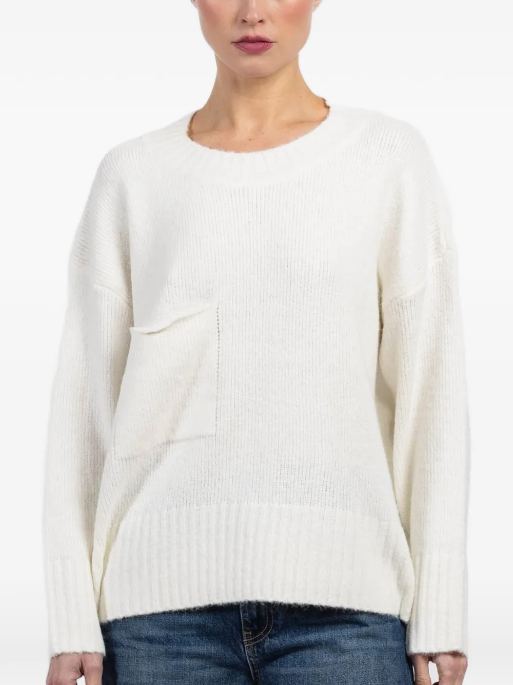 Lyla + Luxe pocket-detail sweater - Bianco