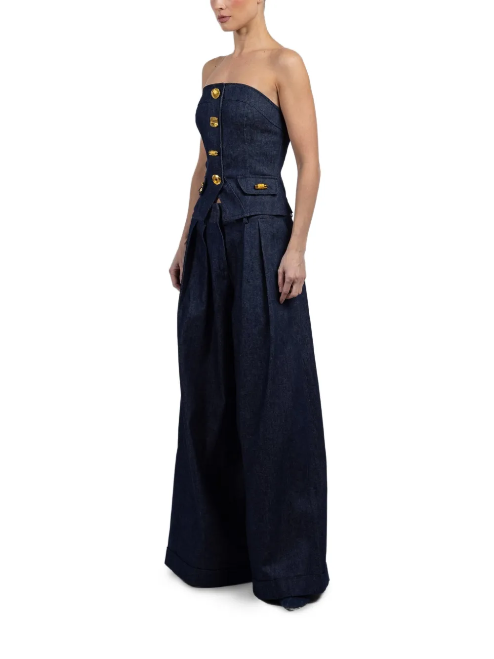  Françoise Button-fastening Top - Blue 