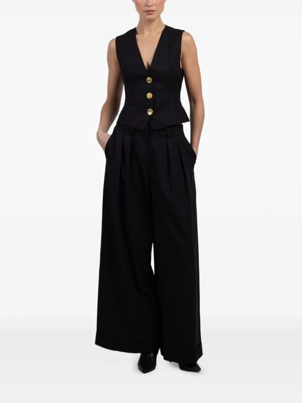 Françoise Anita button V-neck waistcoat - Black