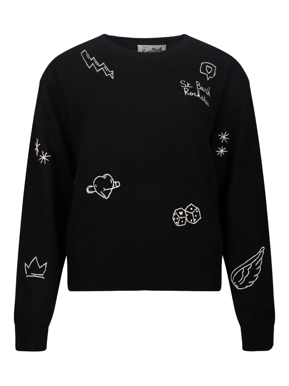 Mc2 Saint Barth Embroidered Sweater In Black