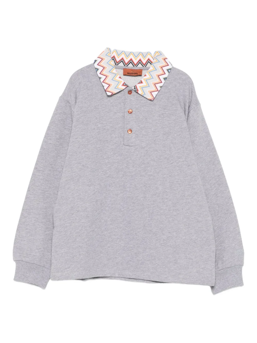 Missoni Printed-collar Polo Shirt In Gray