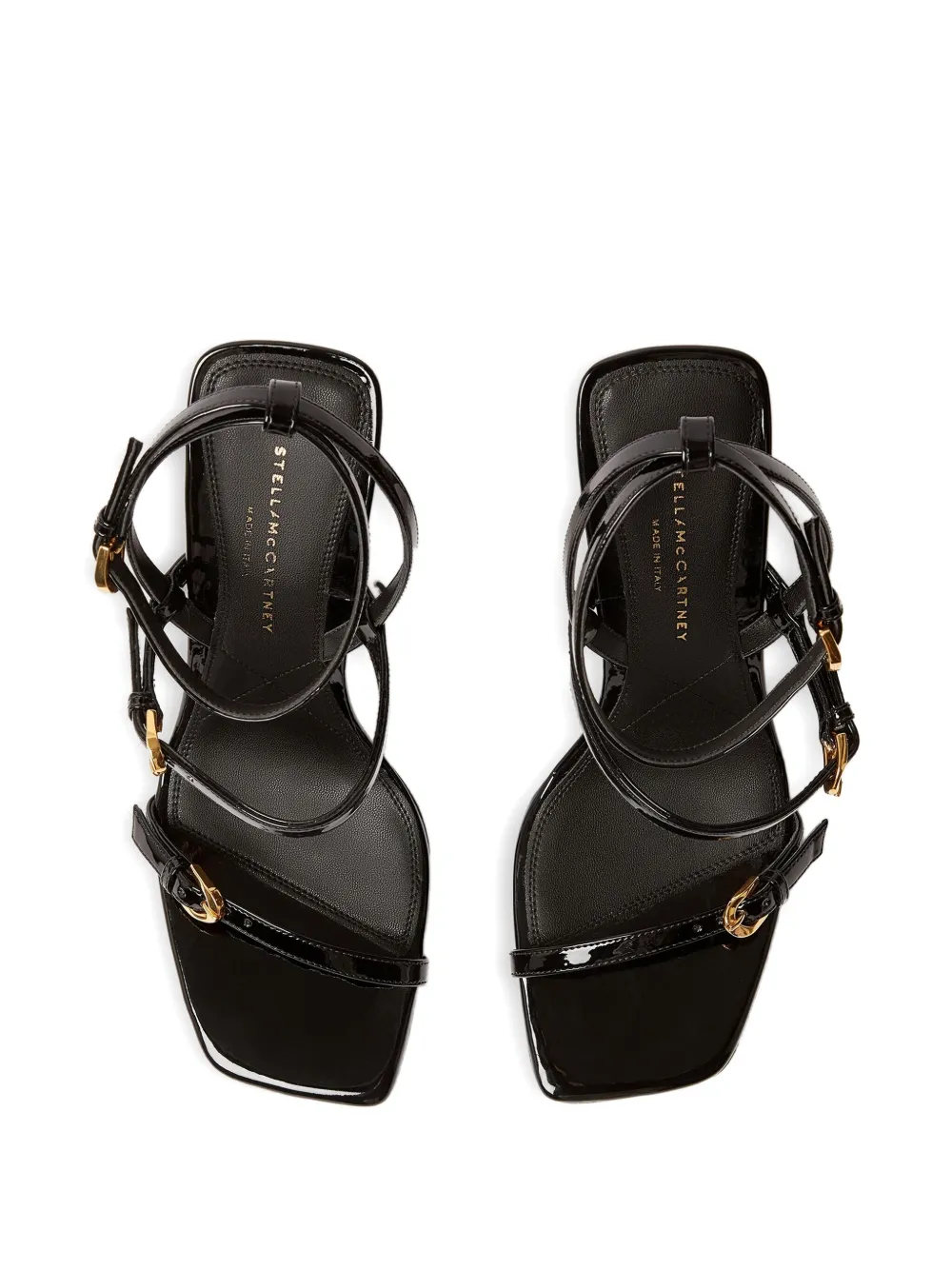 Stella Mccartney 103mm Elsa Patent Buckle Heeled Sandals In Black
