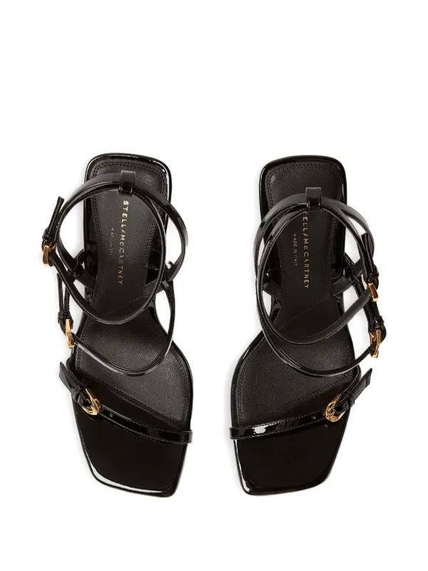 Stella McCartney 103mm Elsa Patent Buckle Heeled Sandals | Black