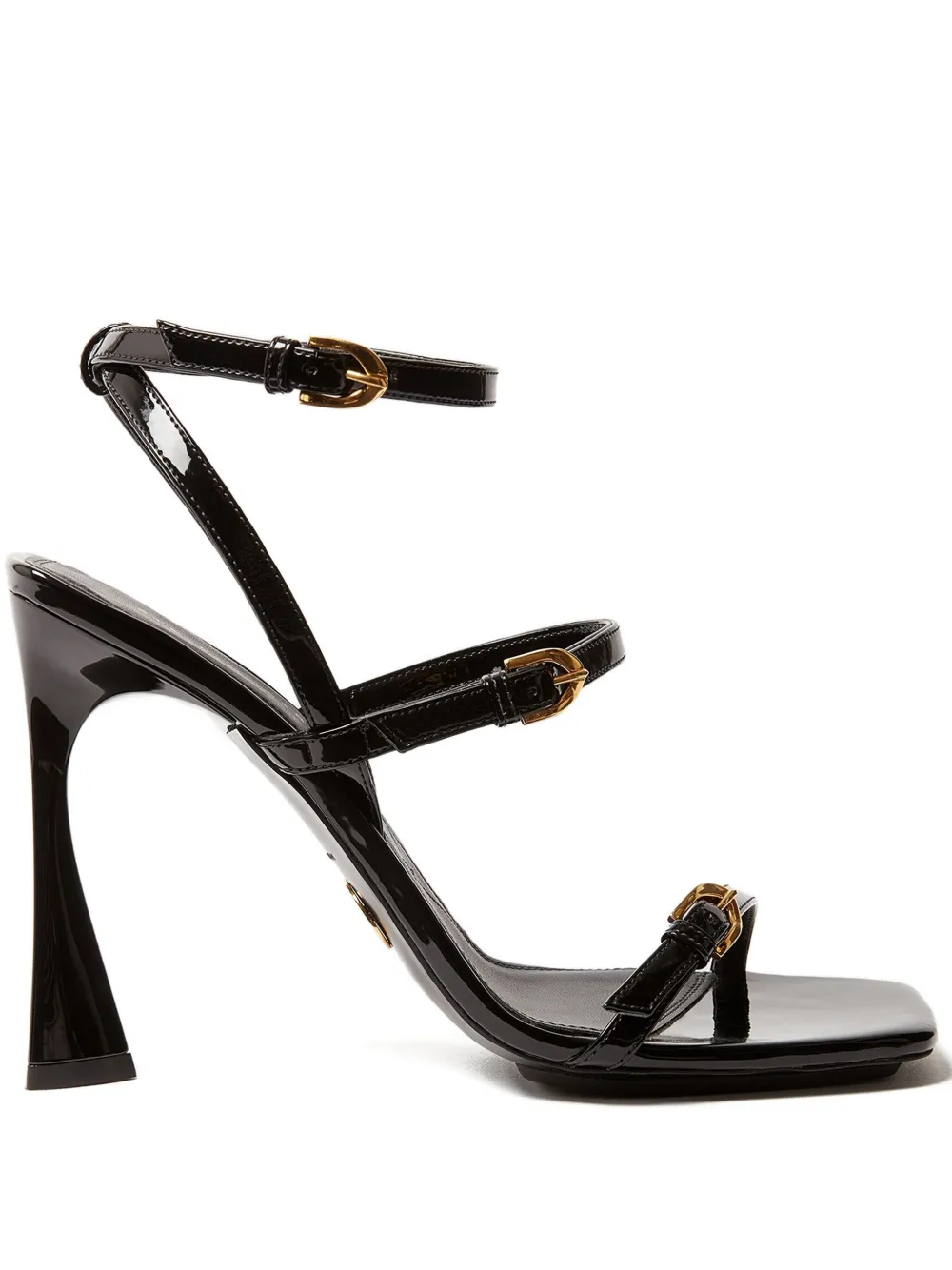 Stella Mccartney 103mm Elsa Patent Buckle Heeled Sandals In Black