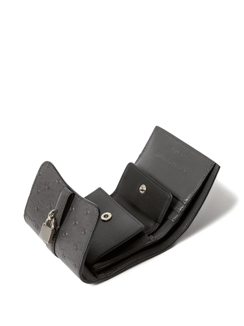 Stella Mccartney Ryder Padlock-detail Textured Bi-fold Wallet In Gray