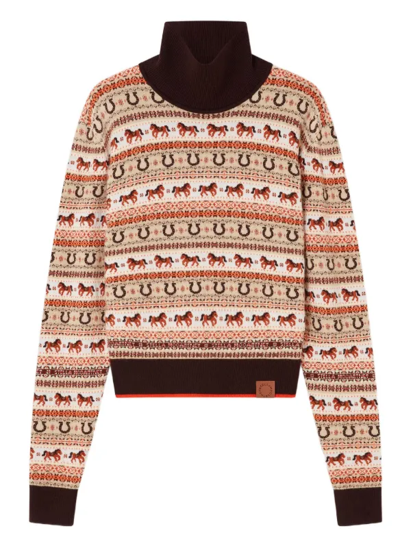 Stella McCartney Fair Isle Wool Turtleneck in Neutrals
