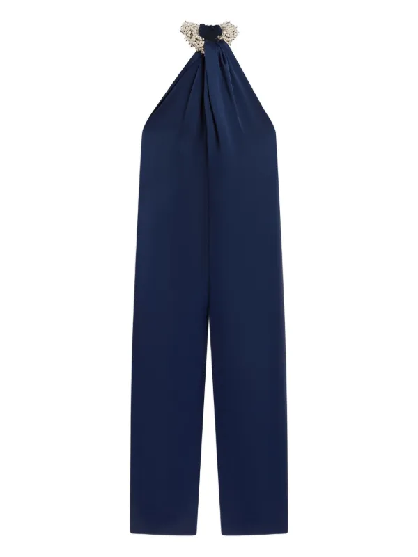 Stella McCartney Satin Halterneck Jumpsuit in Blue