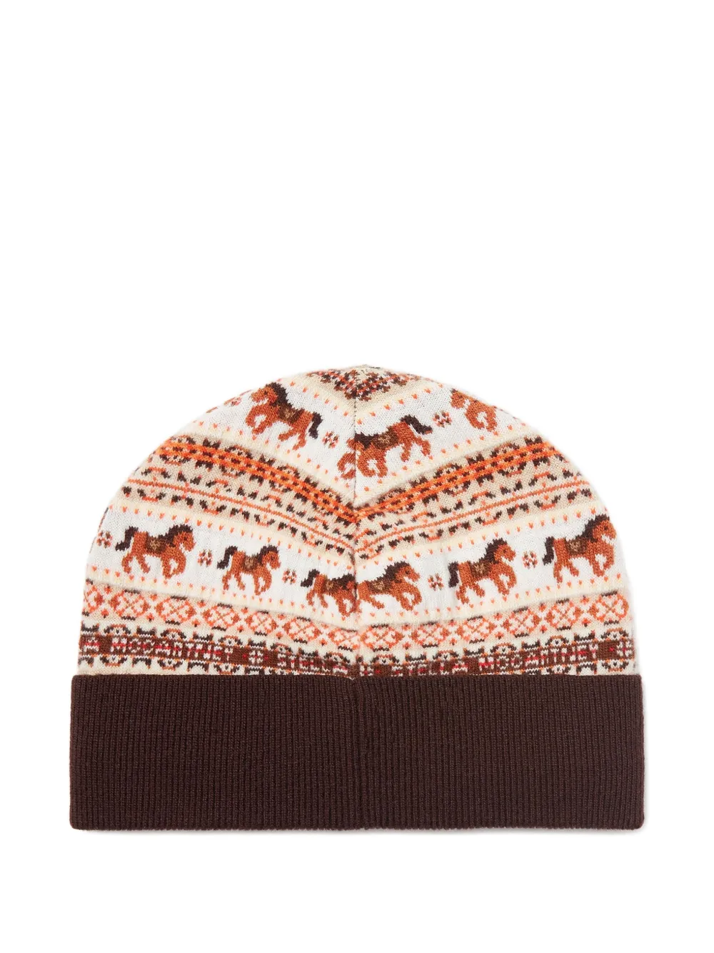 Stella McCartney Fair Isle muts met paardenpatroon - Bruin