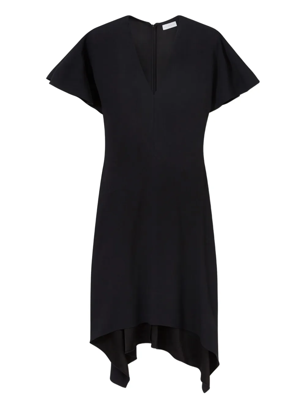 Stella Mccartney V-neck Short-sleeve Satin Midi Dress In Black